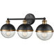 Ellmira 3 Light 24 inch Matte Black/ Aged Brass Vanity Light Wall Light